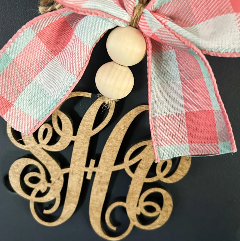 Monogram Wooden Car Charm