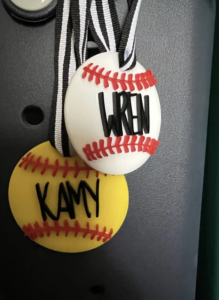 Personalized Baseball Or Softball Bag Charm