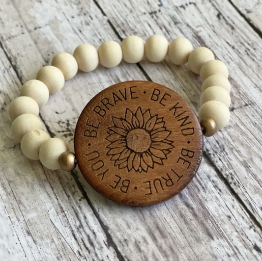 Personalized Engraved Wooden Bead Bracelet